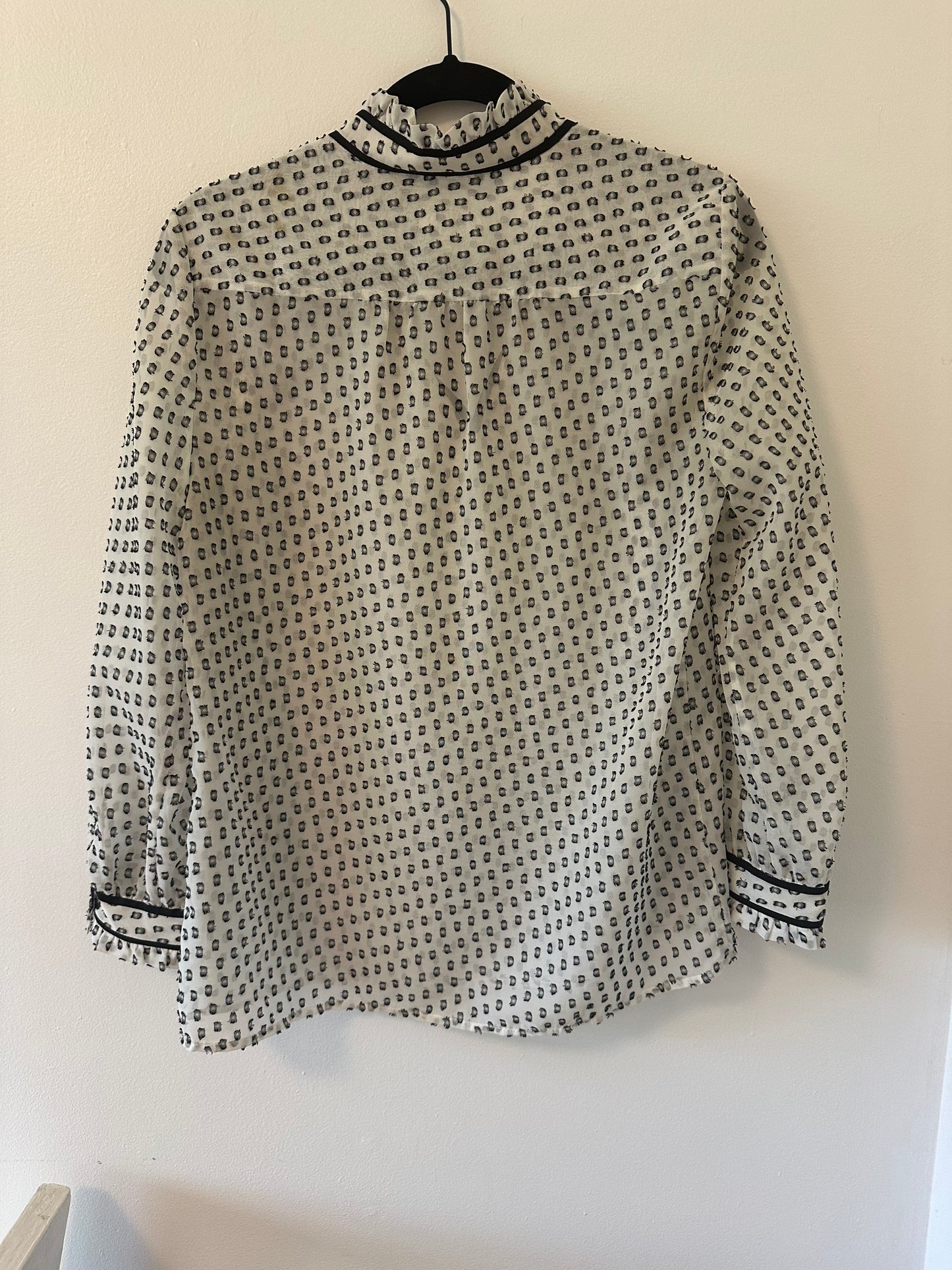 J. Crew Sheer Black and White Patterned Blouse - Size Small
