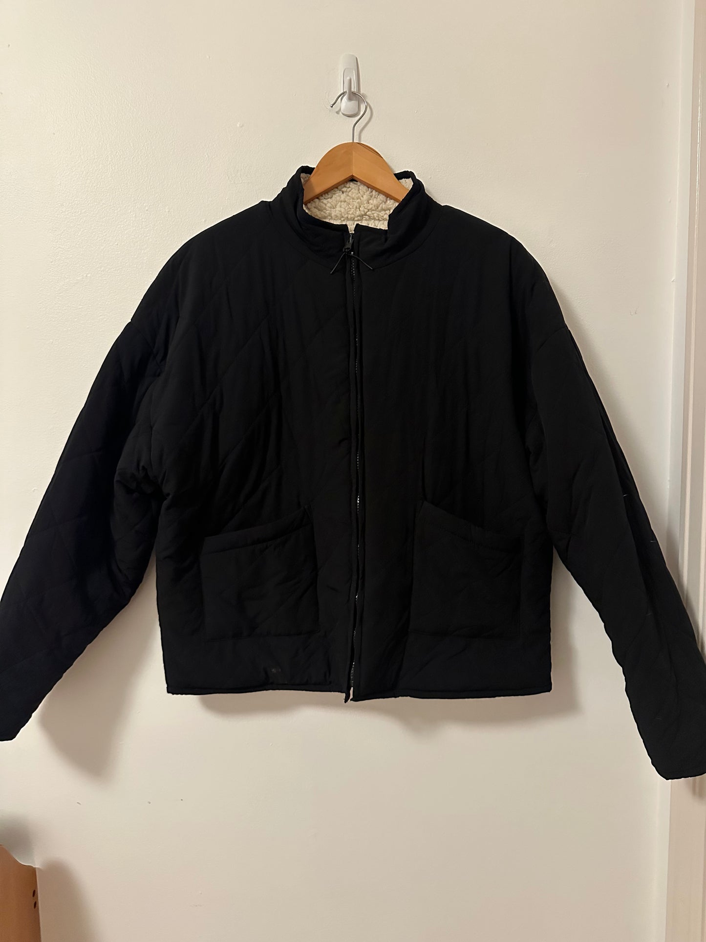 Z Supply On The Go Reversible Cream Sherpa Jacket | Size Large