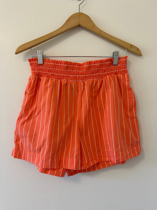 a new day Women's High Waist Coral Striped Shorts - Size Medium