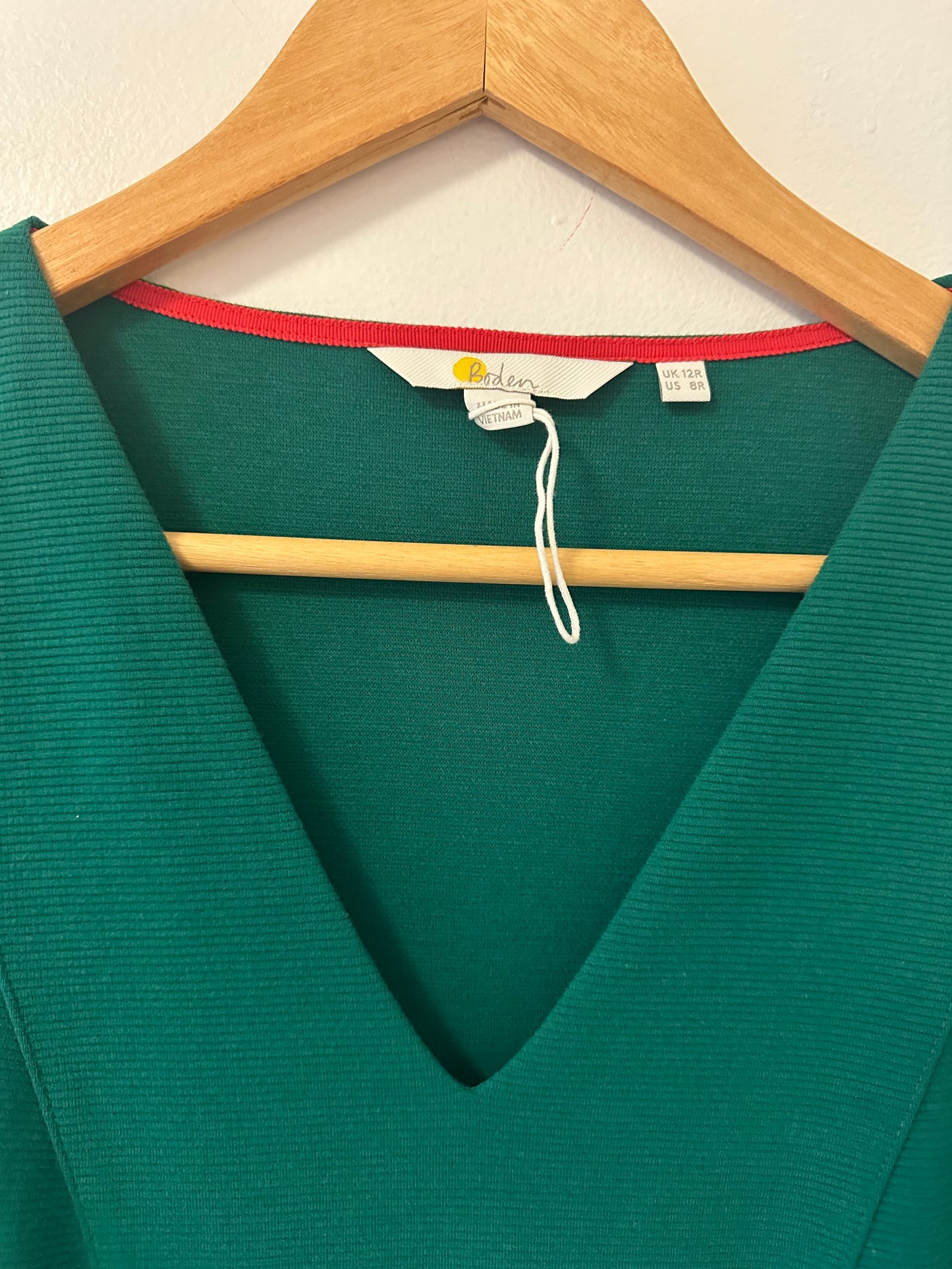 Boden Brontë Ottoman Forest Green Ribbed Dress - Size 8