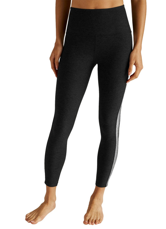Beyond Yoga Spacedye Shine On High Waisted Midi Leggings in Darkest Night | Size Medium