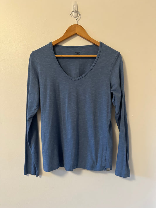Horny Toad - Slate Blue Long Sleeve V-Neck Tee Shirt | Size Medium