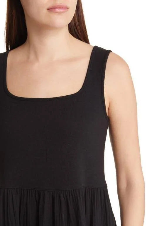 Madewell Mixed Media Tank Dress in Black - Size Medium