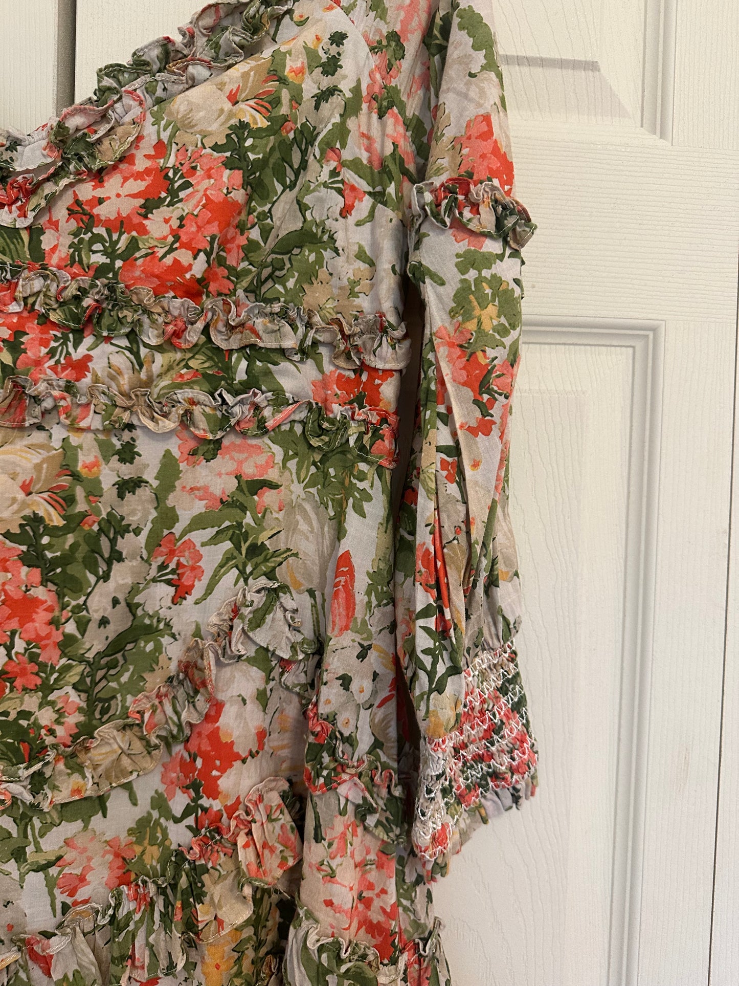 Mac Duggal Floral Long Sleeve Ruffle Detail Off-Shoulder Dress - Size 10