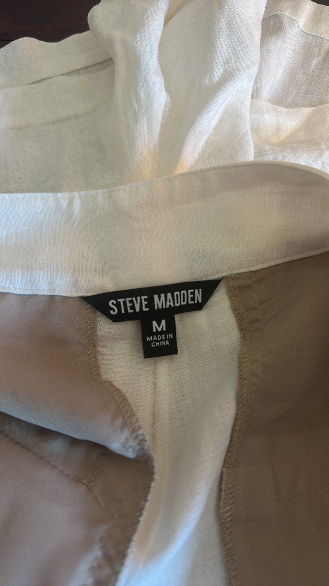 Steve Madden White Imelda Linen Blend Shorts Size Medium
