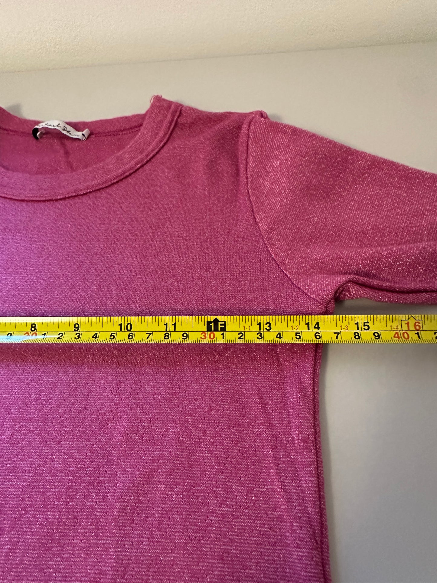 Michael Stars Shine Berry Pink Knit 3/4 Length Sleeve Top | One Size