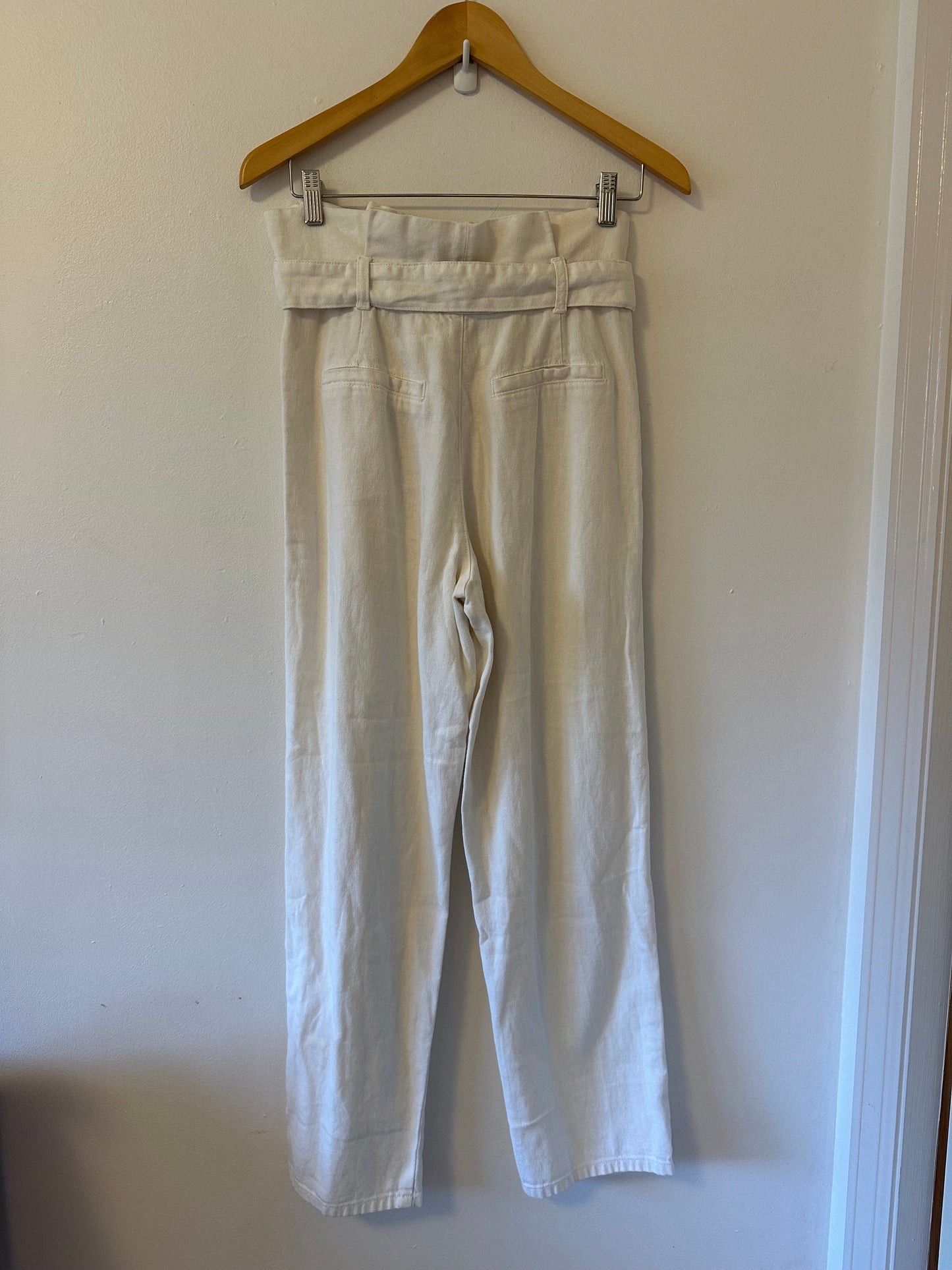 Joe's Jeans White Paper Bag Waist Straight Leg Cotton Pants