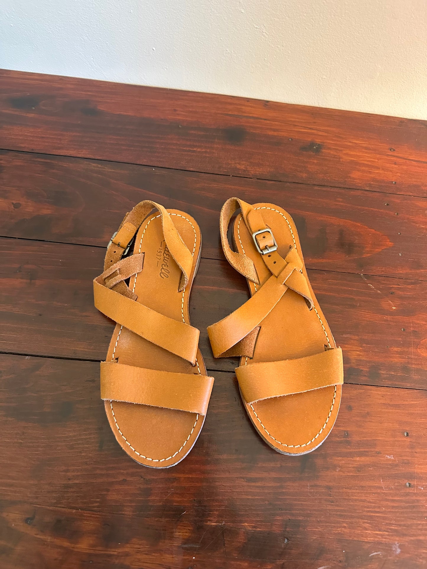 Madewell Tan Leather Strappy Sandals - Size 6