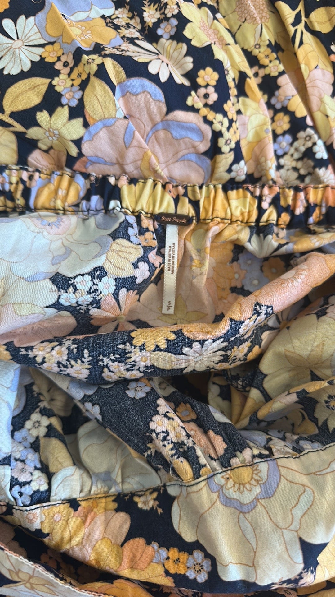 Free People Park Slope Orange and Pink Tiered Maxi Sundress Size Small