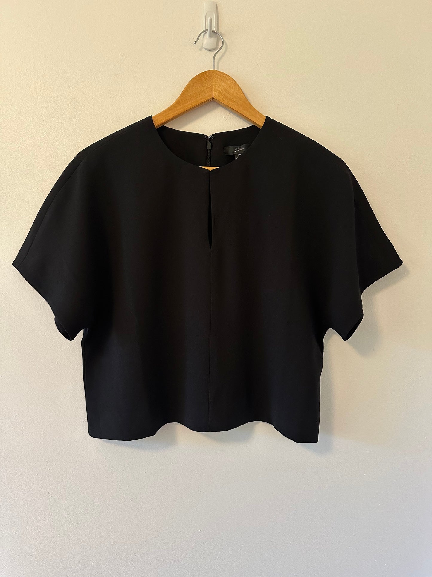 NWT J. Crew 365 Crepe Boxy Crop Blouse in Black - Size 10