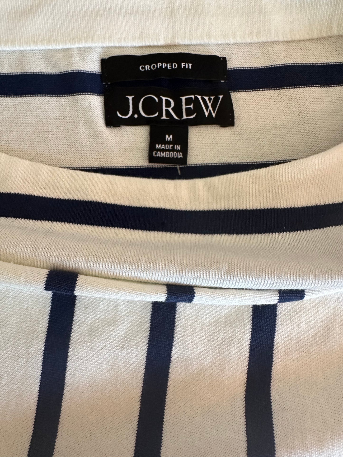 J. Crew Striped Navy and White Women's Top Size Medium