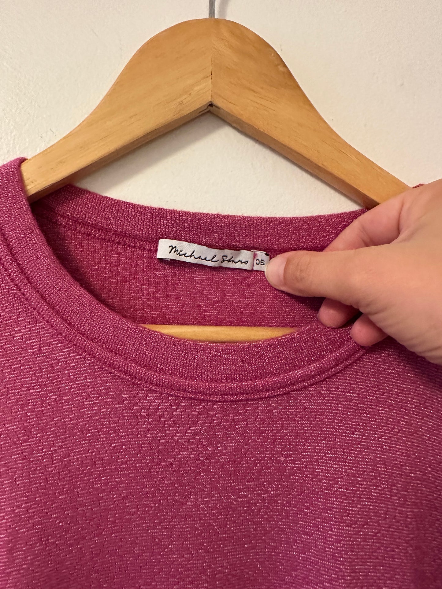 Michael Stars Shine Berry Pink Knit 3/4 Length Sleeve Top | One Size