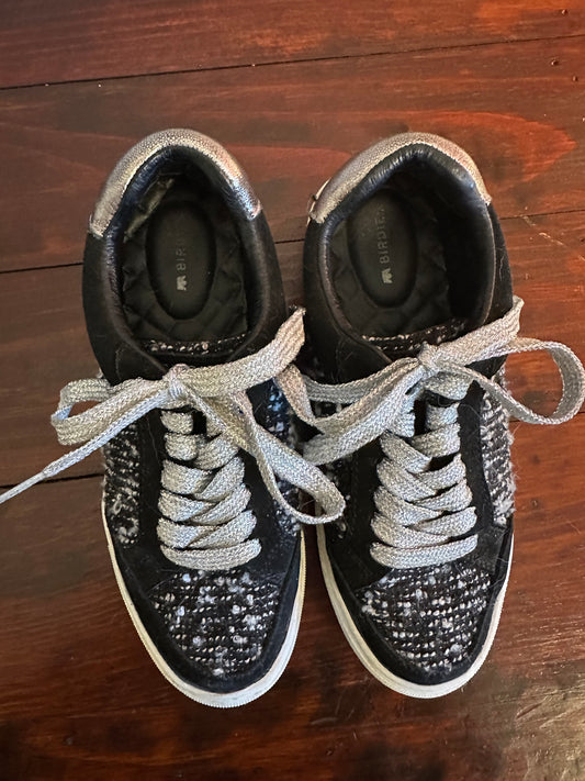 Birdies Shoes Birdies Cardinal Orbit Boucle Tweed Black Suede Silver Sneakers