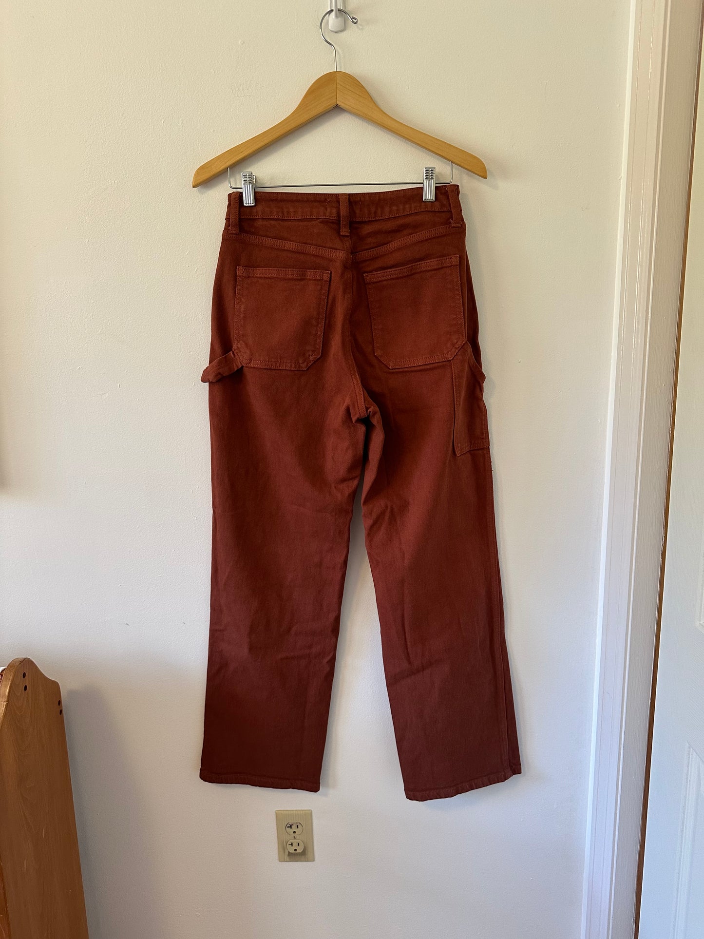 Just Black Women's High Rise Carpenter Jeans in Rust Red | Size 27