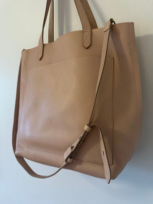 Madewell Blush Pink Open Top Leather Tote Bag