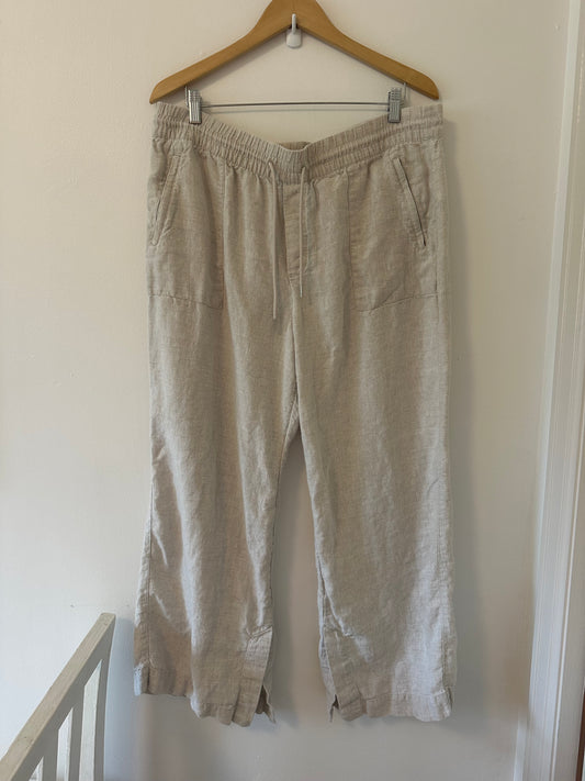 Athleta Wide Leg Linen Pants - Beige Size XL