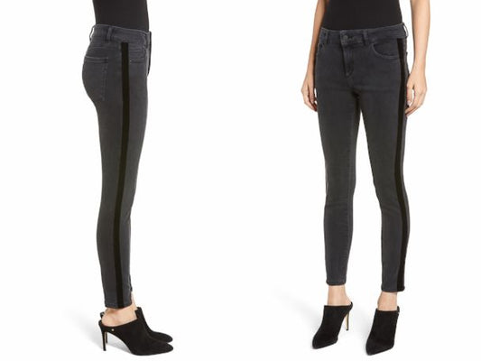 DL1961 Mid-Rise Instasculpt Ankle Skinny Jeans in Black - Size 26