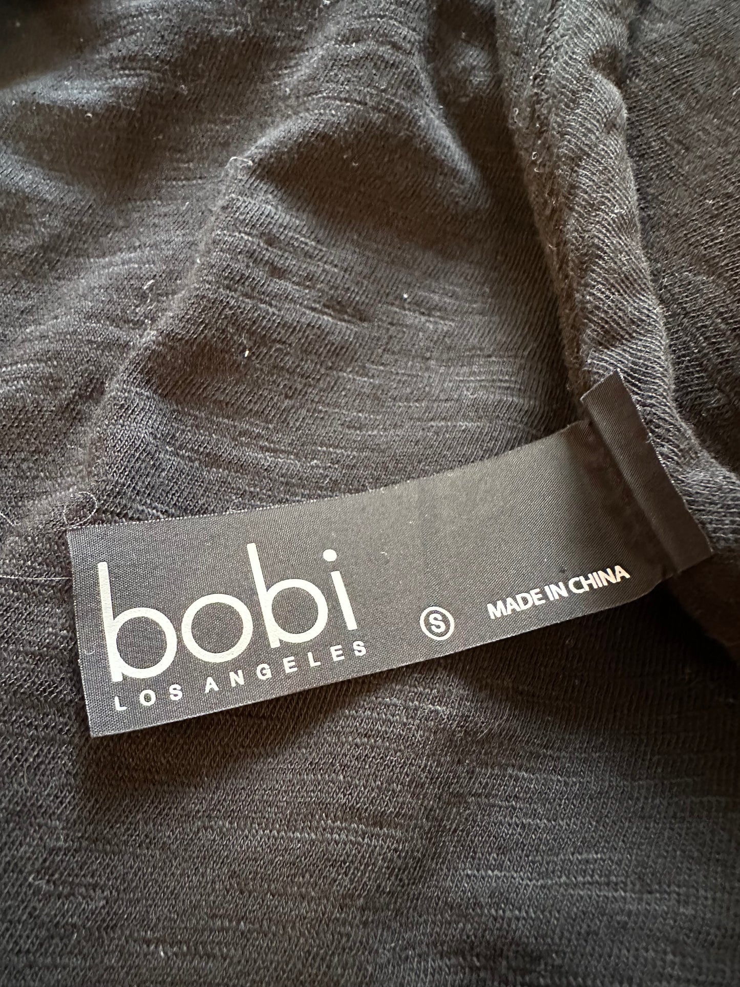 bobi Black Split Neck Long Sleeve T-Shirt | Size Small