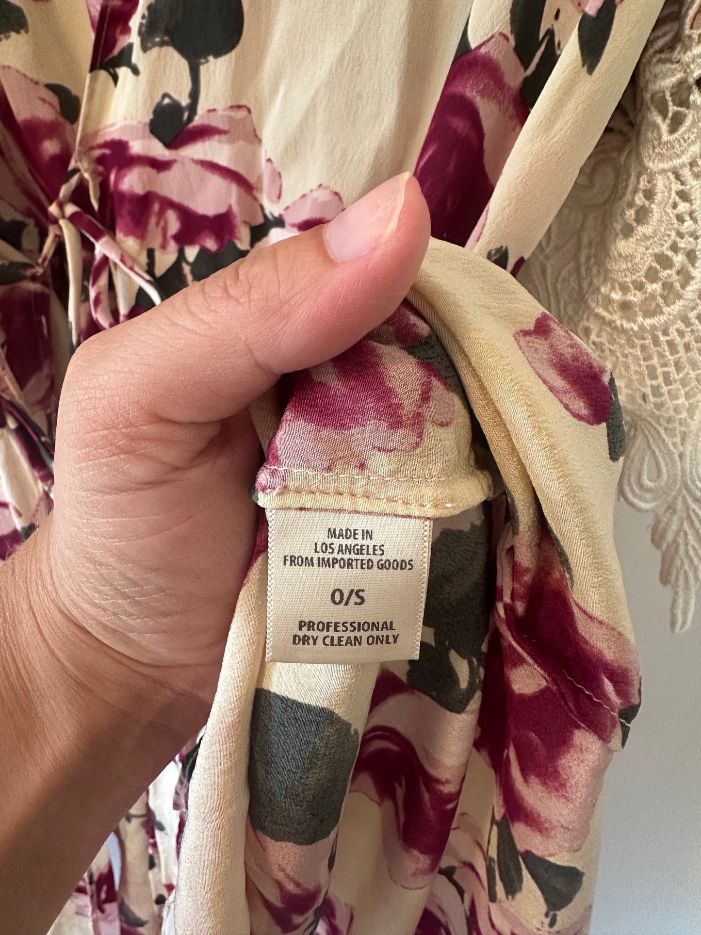 Stone Cold Fox Rose Garden Silk Robe with Lace Sleeves