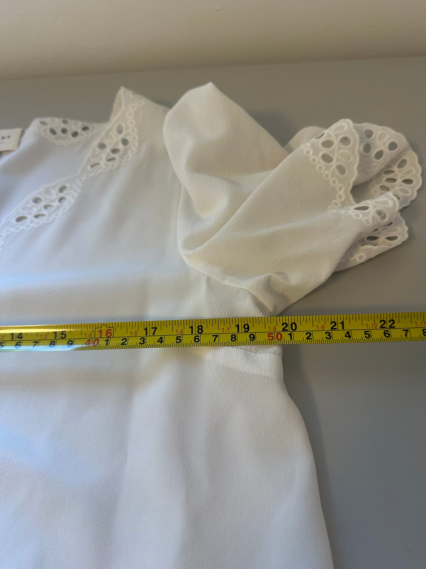 Sezane White Lace Trim Silk Blouse | Size 10 EU 42