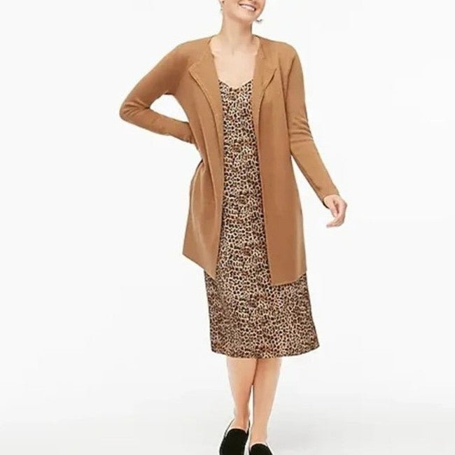 J. Crew Vanessa Camel Open Longline Cardigan Sweater | Size Small