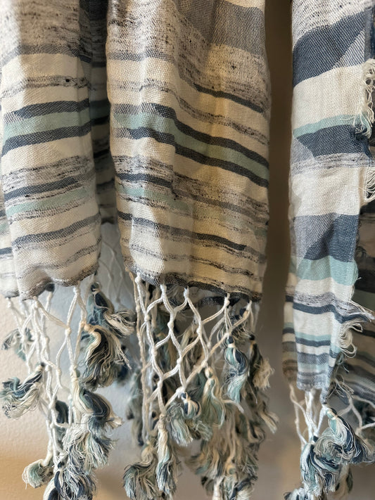 Blue Stripe Lightweight Shawl / Scarf