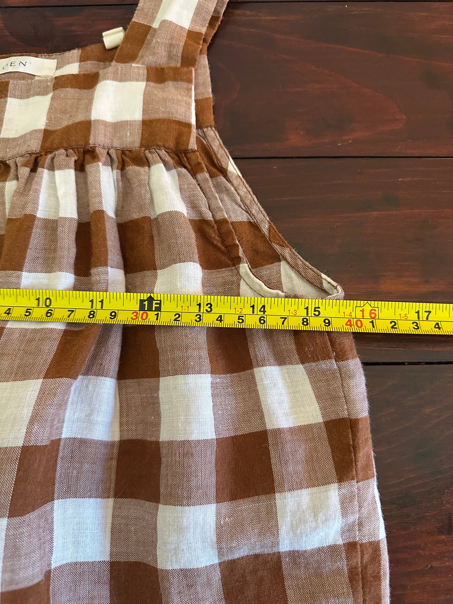 Doen Brown and White Checkered Linen Tank Top - Size XS
