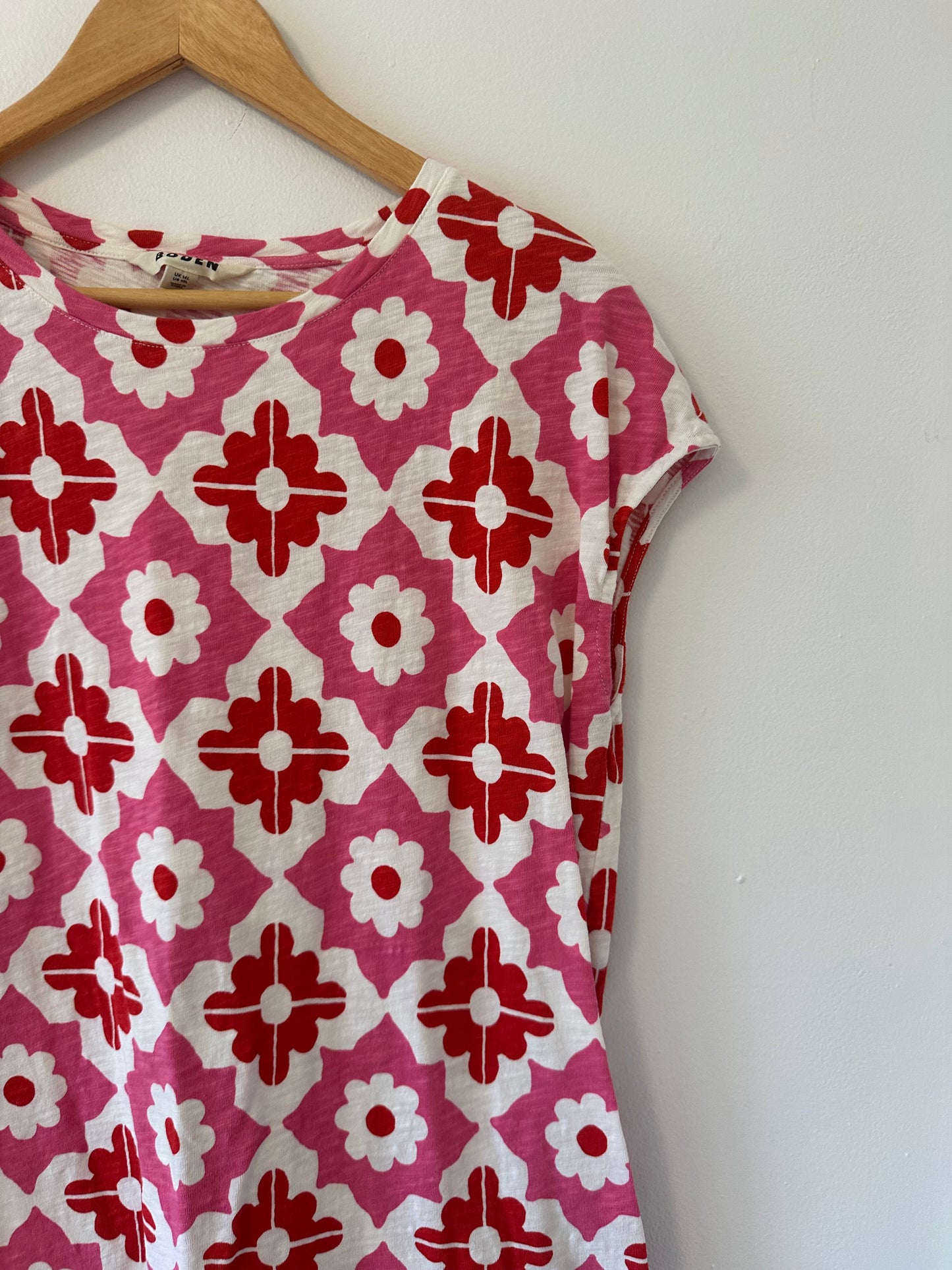 Boden Floral Patterned Pink and Red Dress - Size 10T