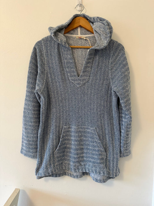 Faherty Beach Terry Hoodie in Whitewater Blue - Size Large