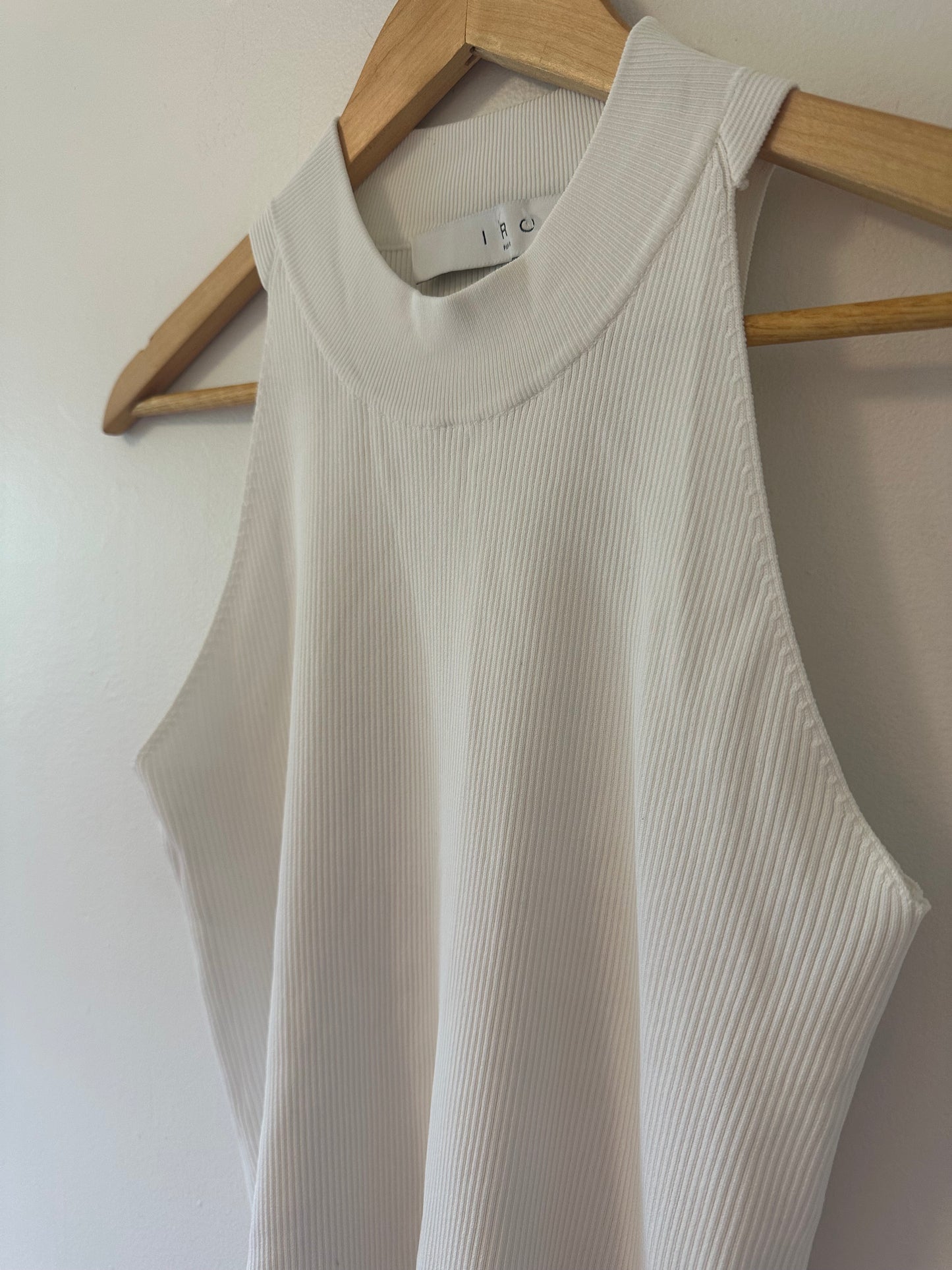 IRO Paris Alexia White Ribbed Sleeveless Top - Size XL