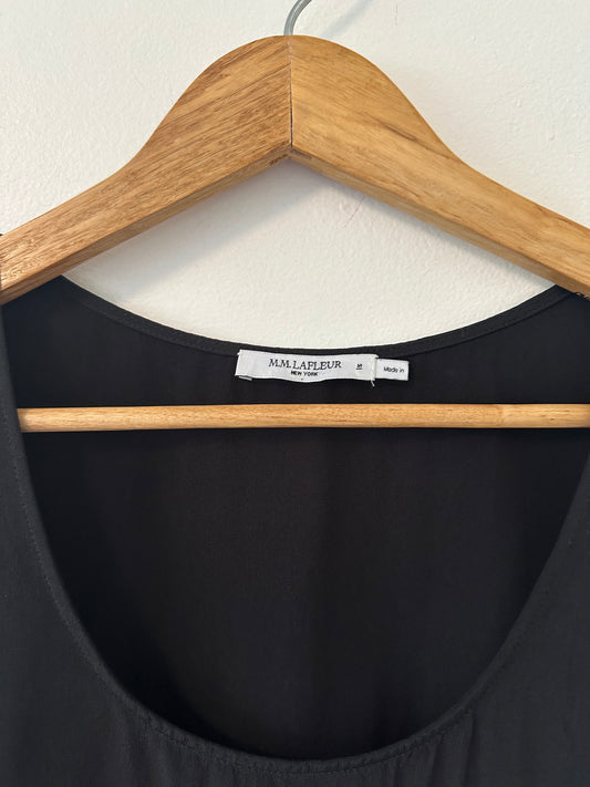 MM Lafleur The Vicky Tank in Washable Silk In Black | Size Medium