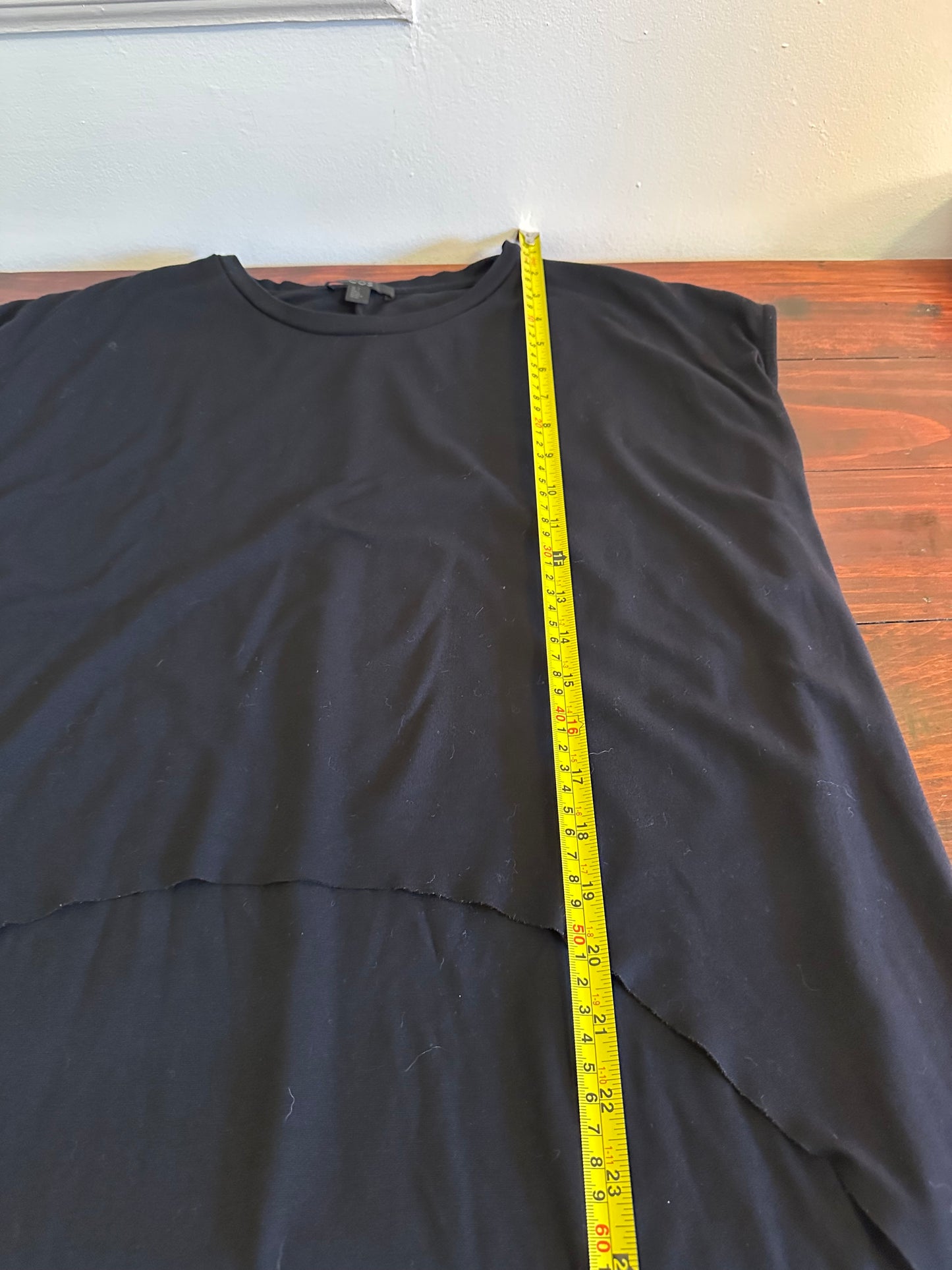 COS - Black Short Sleeve High Low Women’s Top with Raw Edges | Size Small