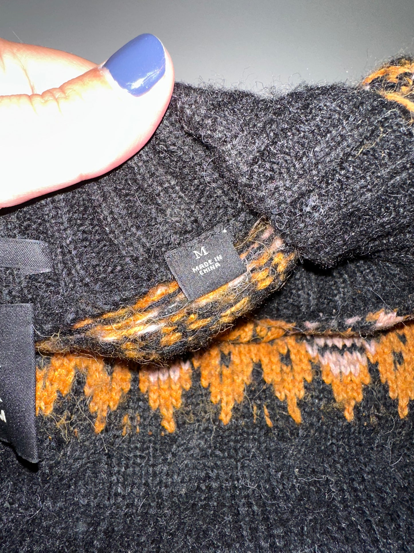 Scotch & Soda Black and Orange Geometric Sweater | Size Medium