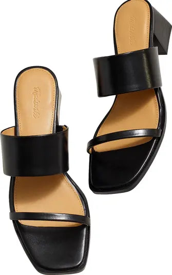 Madewell Roni Keira Block Heel Sandal in Black Leather - Size 9.5