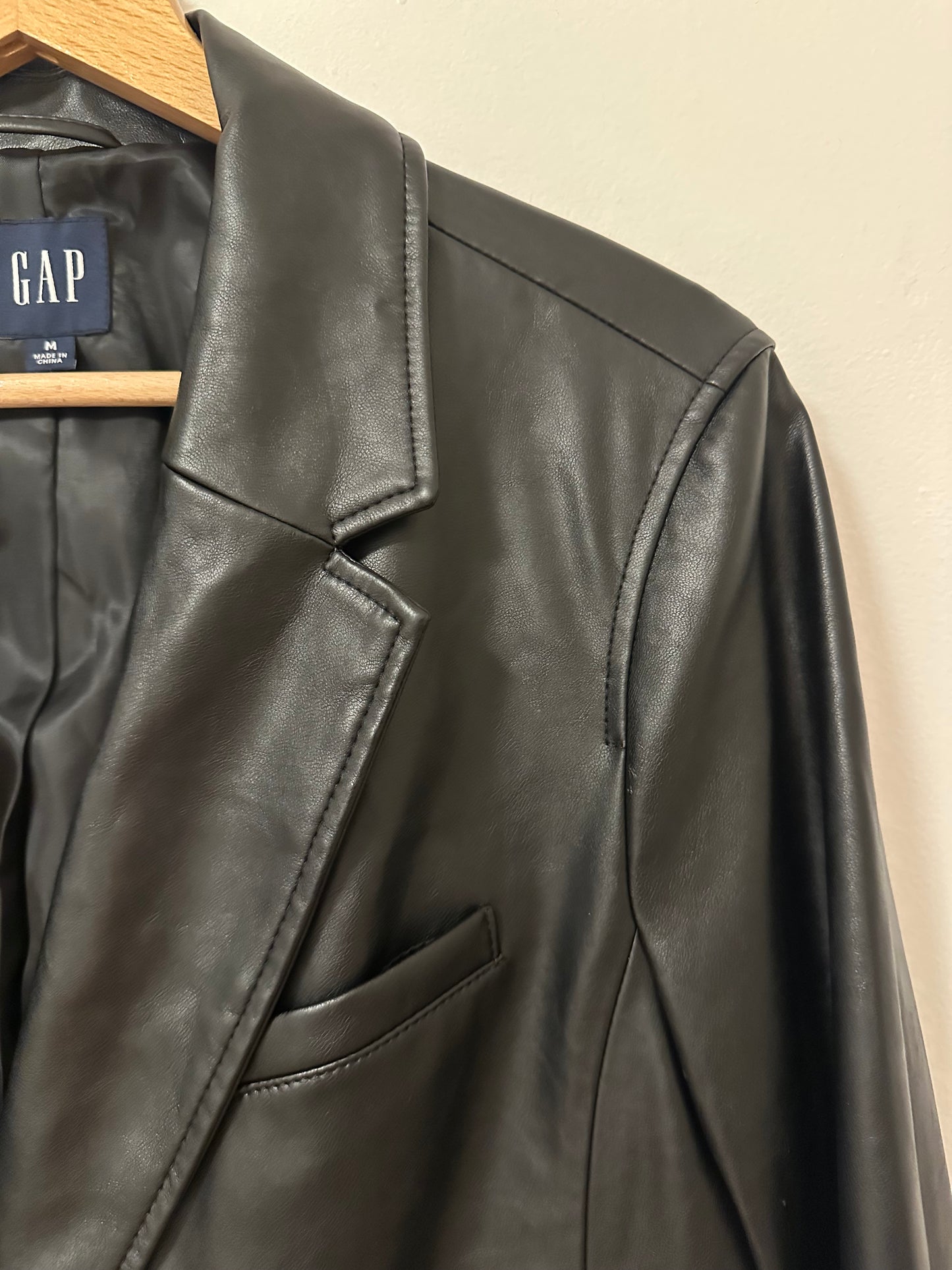 GAP Women's Vintage Black Leather Blazer Jacket | Size Medium