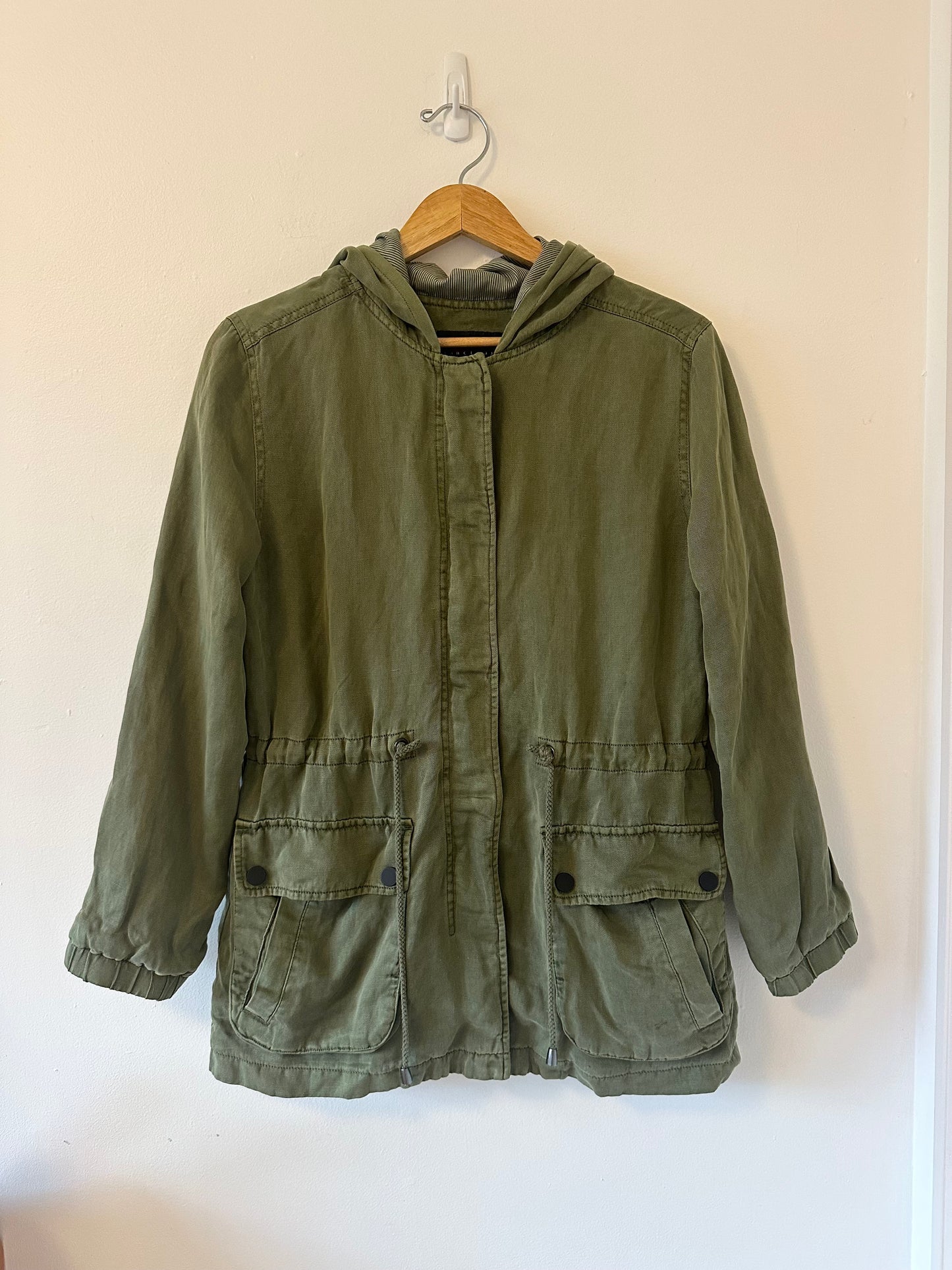 Sanctuary Olive Green Hooded Utility Jacket | Size Small