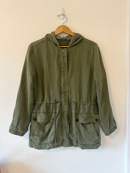 Sanctuary Olive Green Hooded Utility Jacket | Size Small