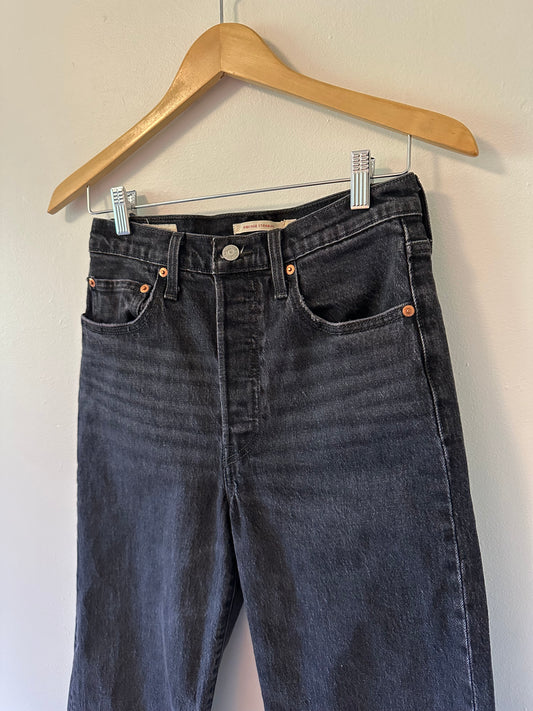 Levi's - Faded Black Ribcage High Waist Straight Leg Women's Jeans | Size 27