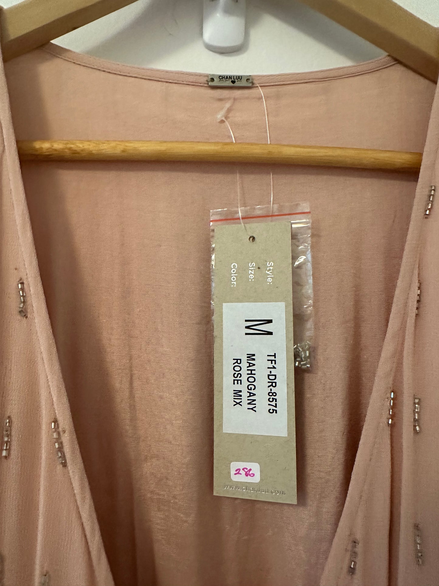 NWT Chan Luu Embellished Blush Pink Wrap Dress Size Medium