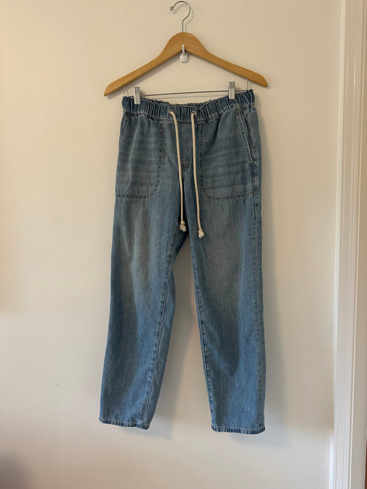 J. Crew Relaxed Fit Light Blue Jeans with Elastic Drawstring Waist | Size 26