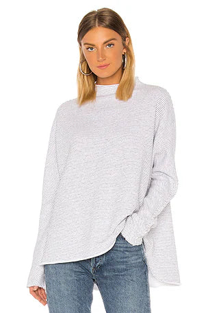 Frank & Eileen Tee Lab Triple Fleece Cotton White and Navy Sweatshirt | Size Medium