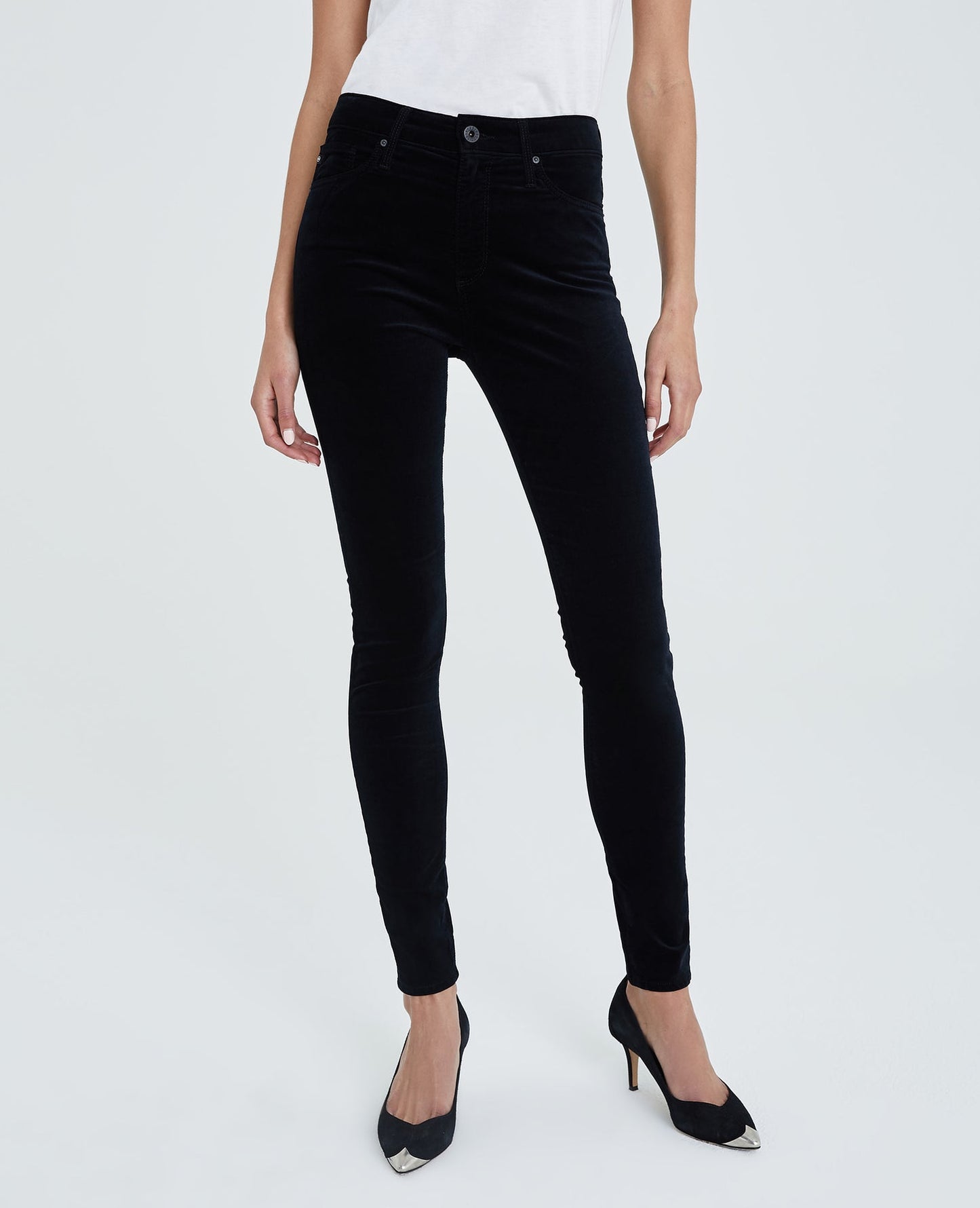 AG Women's Farrah High-Rise Velvet Skinny Jeans in Black - Size 30