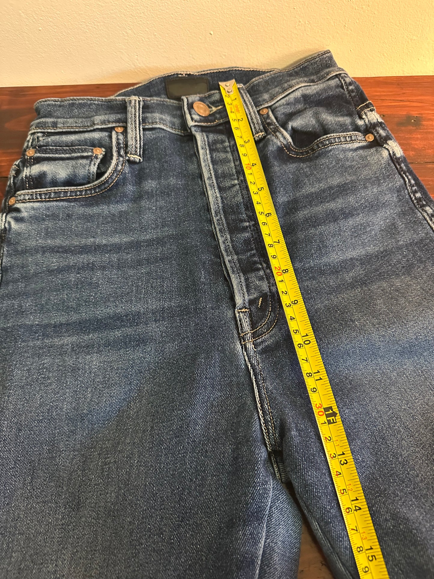 Mother Tippy Top Frisky Flood High-Rise Slim Cropped Fray Jeans - Size 24