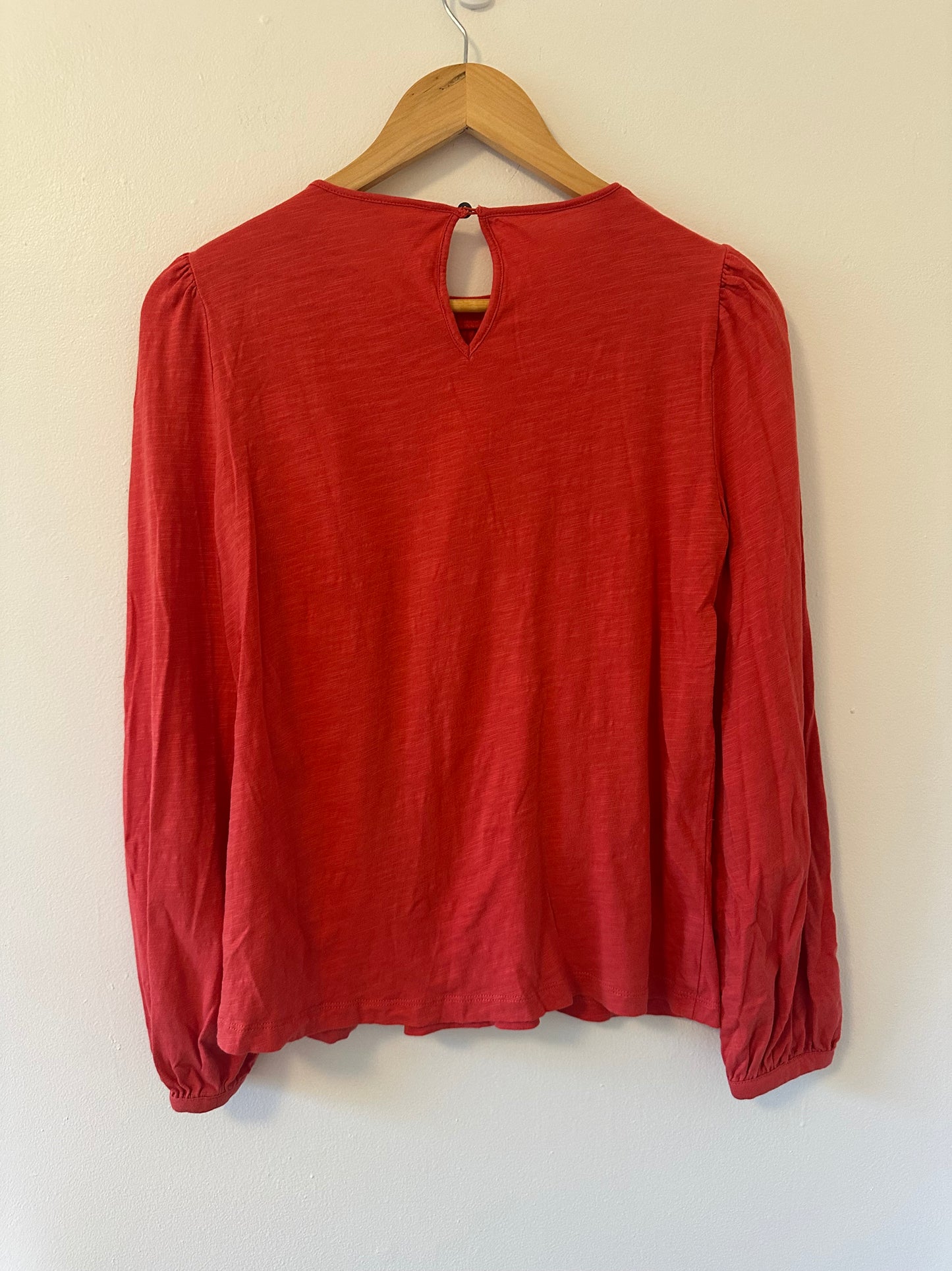 Boden Pintuck Yoke Top in Berry Red - Size US 4