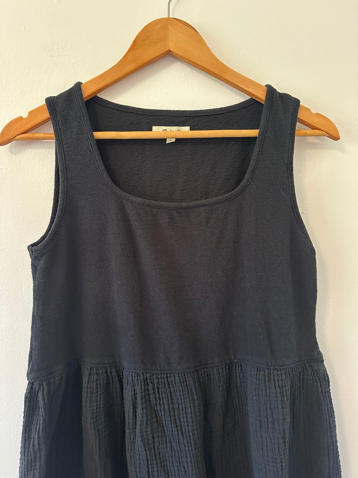 Madewell Mixed Media Tank Dress in Black - Size Medium