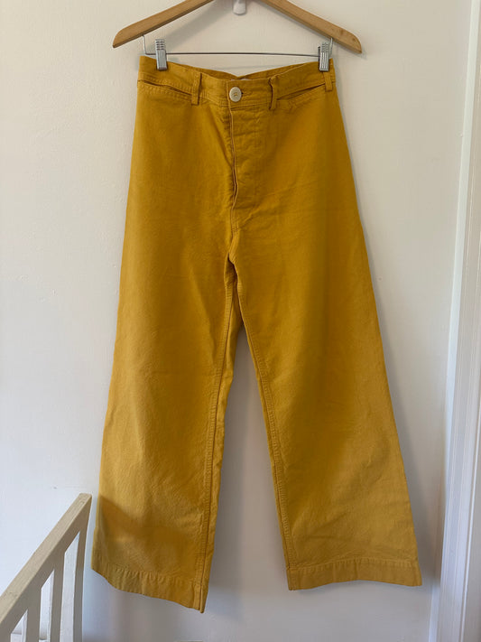 Jesse Kamm Mustard Yellow Wide-Leg Sailor Pants Size 8