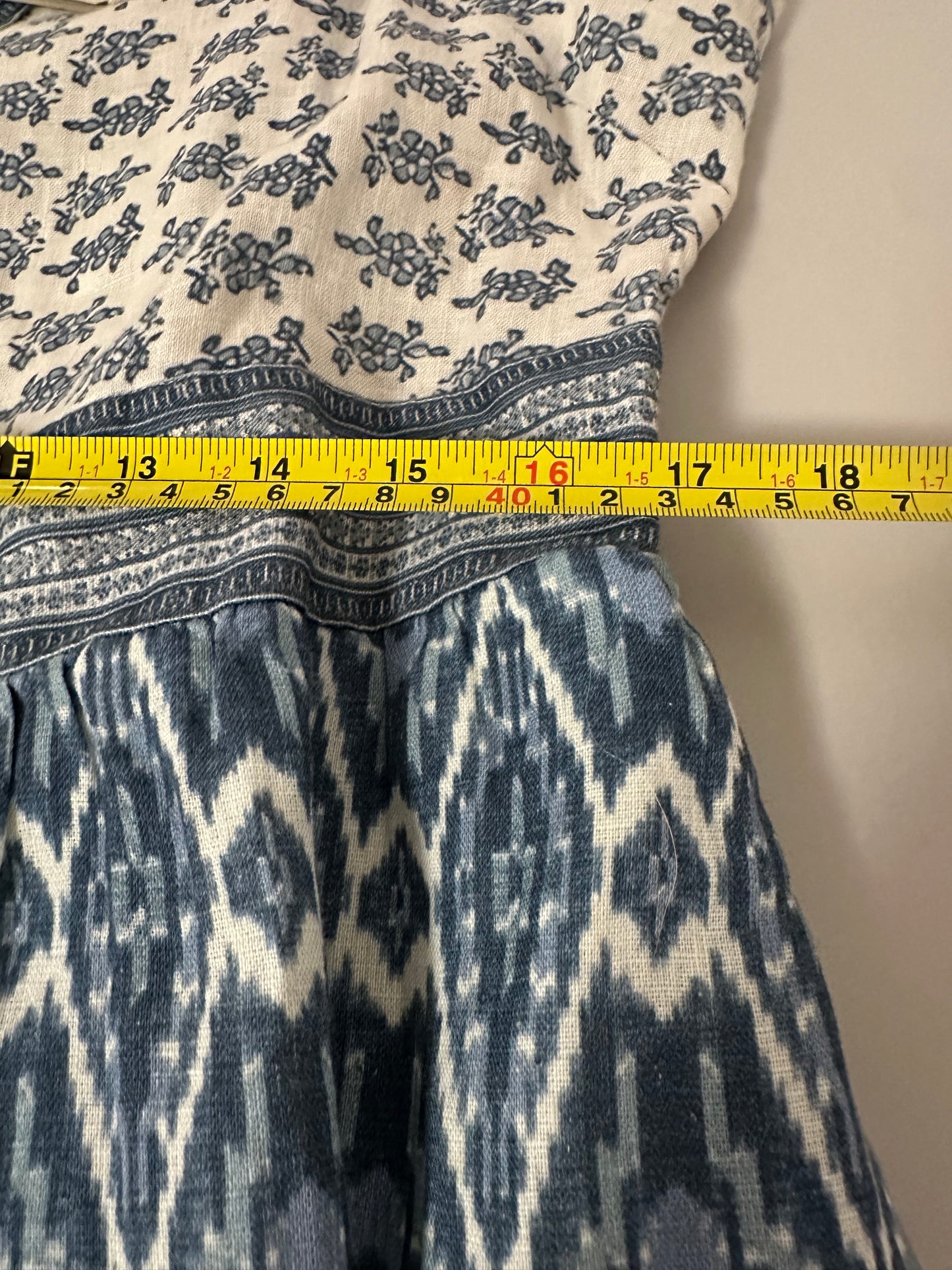 NWT Faherty Macey Blue and White Sleeveless Linen Dress | Size XL