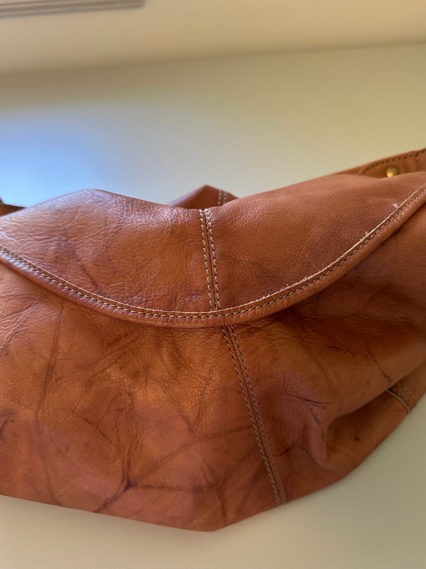 Frye Cognac Leather Slouchy Hobo Shoulder Bag