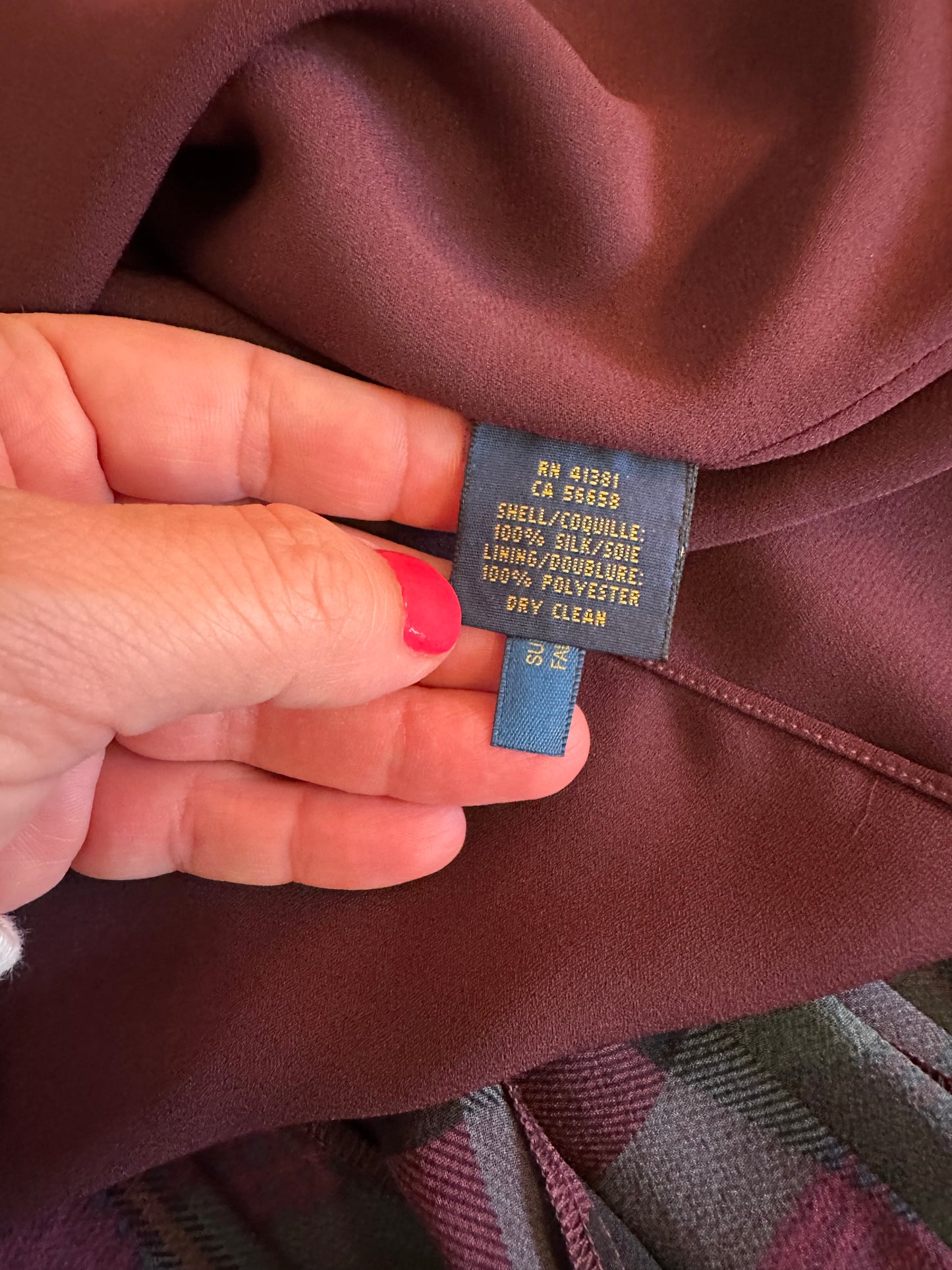 NWT Polo Ralph Lauren Silk Plaid Spaghetti Strap Dress Size 8