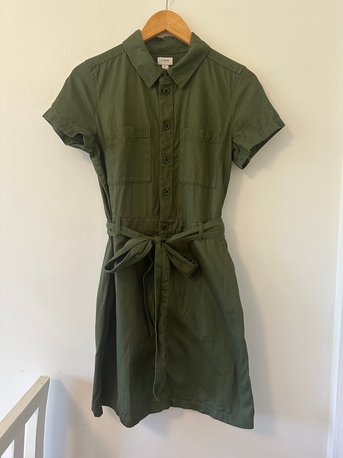J. Crew Utility Shirt Dress in Olive Green - Size 6